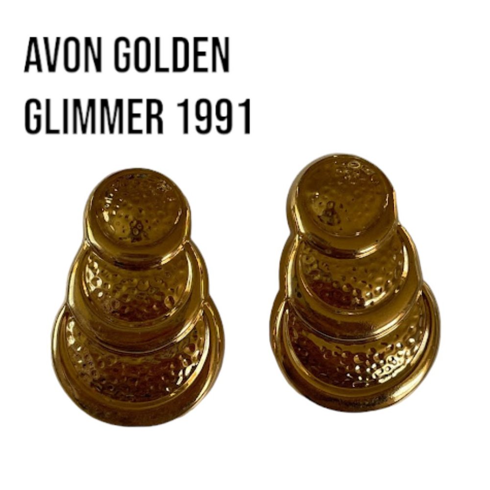 Vintage Avon 1991 Golden Glimmer Clip-on Earrings Gold Tone Large